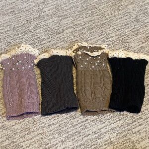 Elegant Women's knitted Boot Cuffs with Lace Trim